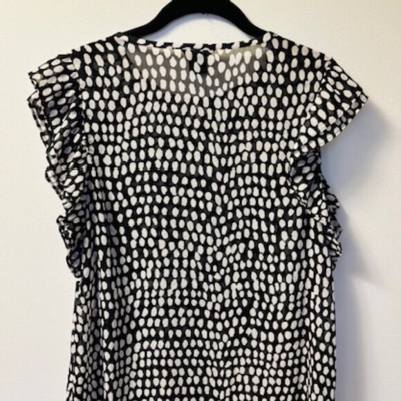 Club Monaco Sheer Black and White Polka Dot Button Down Top - Picture 2 of 3